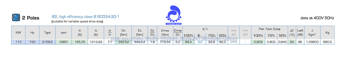 Động cơ điện 3 pha 110 kW MOTIVE ATDC 315S-2