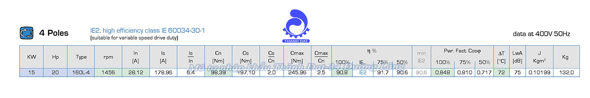 Động cơ điện 3 pha 15 kW MOTIVE ATDC 160L-4
