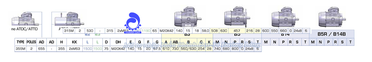 Động cơ điện 3 pha 250 kW MOTIVE ATDC 355M-2