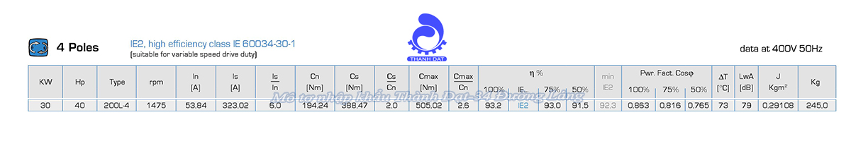 Động cơ điện 3 pha 30 kW MOTIVE ATDC 200L-4