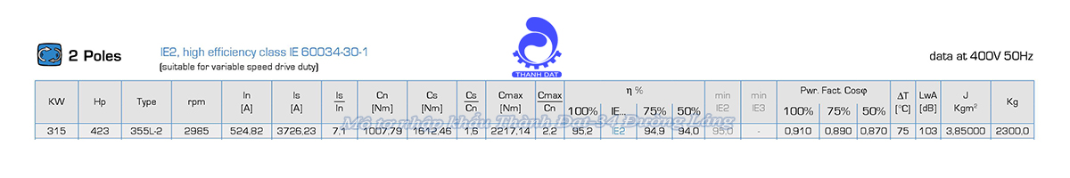 Động cơ điện 3 pha 315 kW MOTIVE ATDC 355L-2