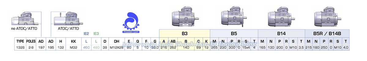 Động cơ điện 3 pha 7.5 kW MOTIVE ATDC 132SB-2