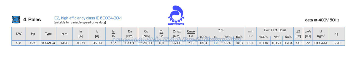 Động cơ điện 3 pha 9.2 kW MOTIVE ATDC 132MB-4